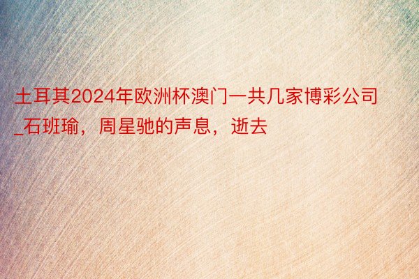 土耳其2024年欧洲杯澳门一共几家博彩公司_石班瑜，周星驰的声息，逝去