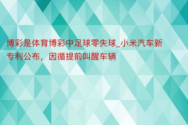 博彩是体育博彩中足球零失球_小米汽车新专利公布，因循提前叫醒车辆